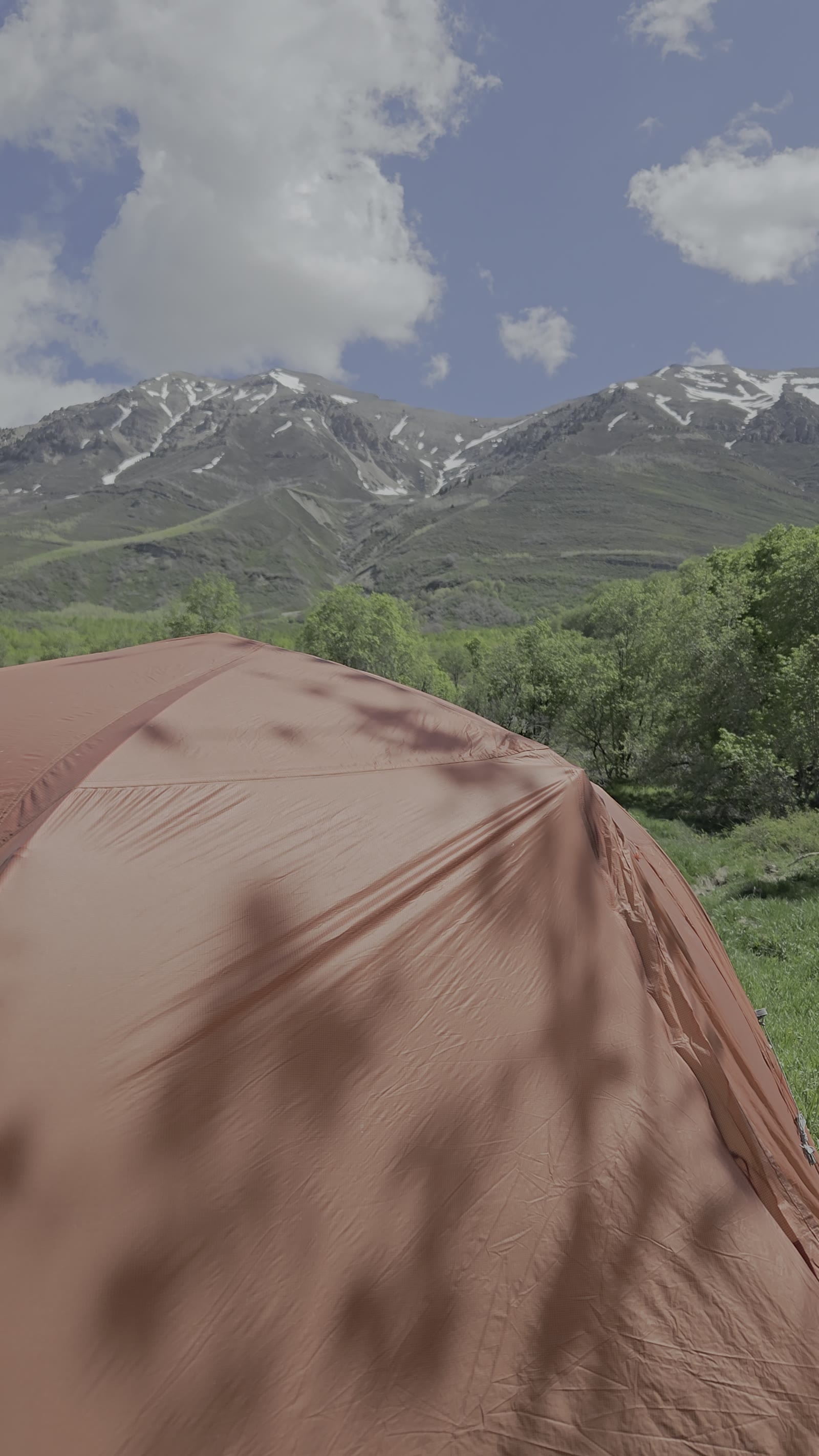 Camp tent under Mount Timpanogos