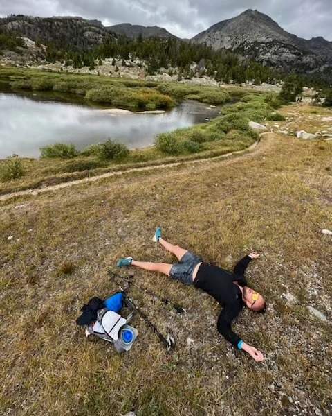 Thomas taking a well-earned rest on the trail